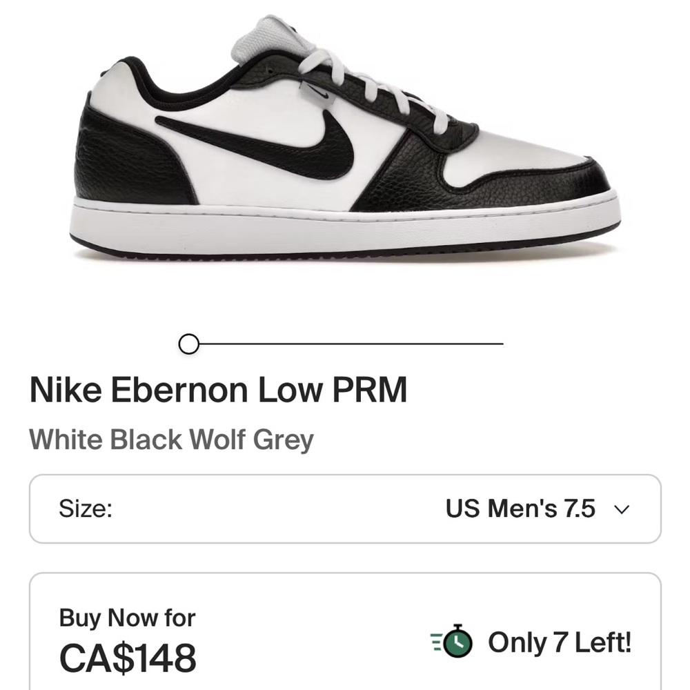 Nike Ebernon Low PRM Men's Sneakers - Black and White